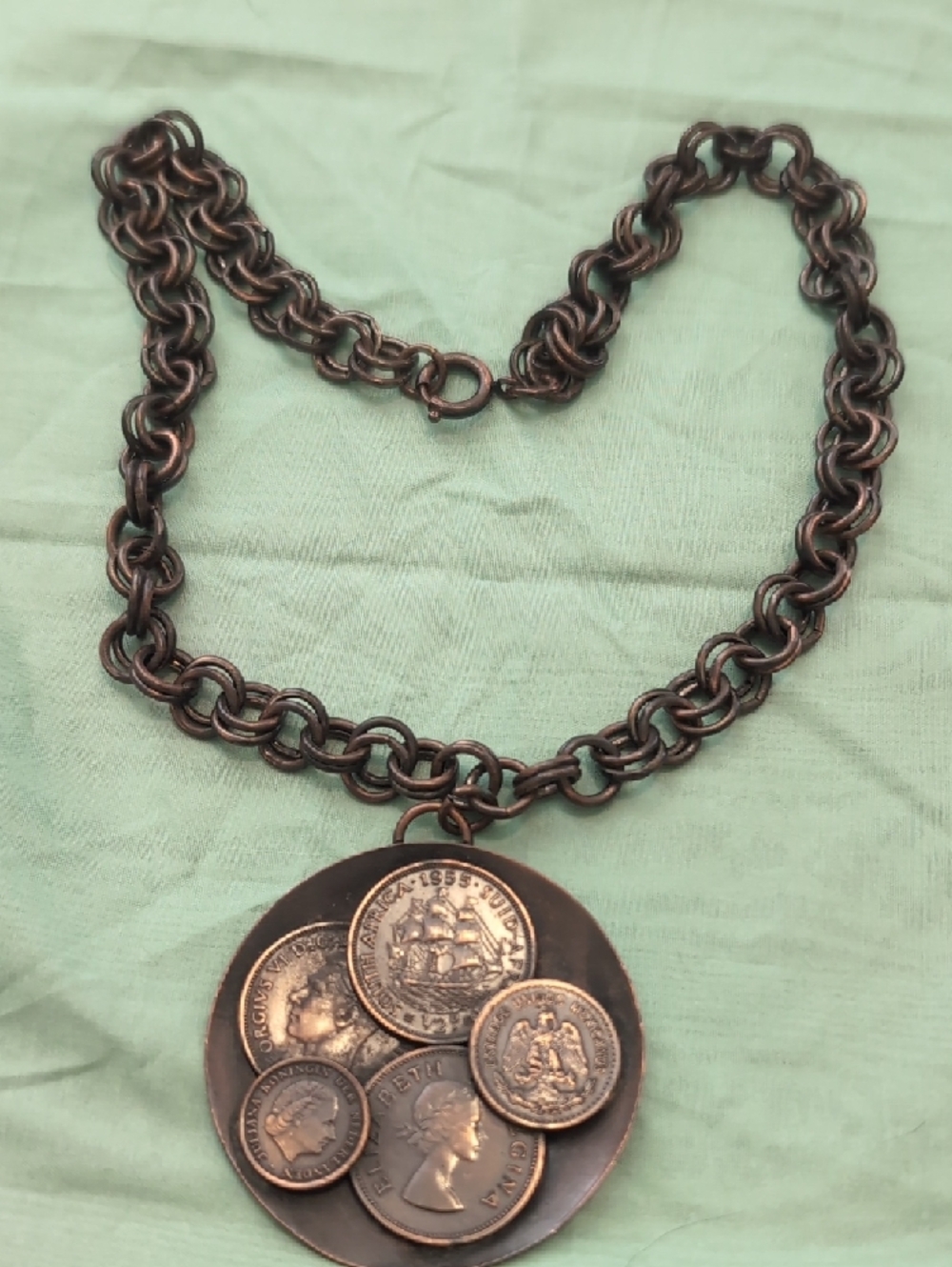 Men's Coin Pendant Necklace in Dark Bronze Finish - Picture 5 of 5